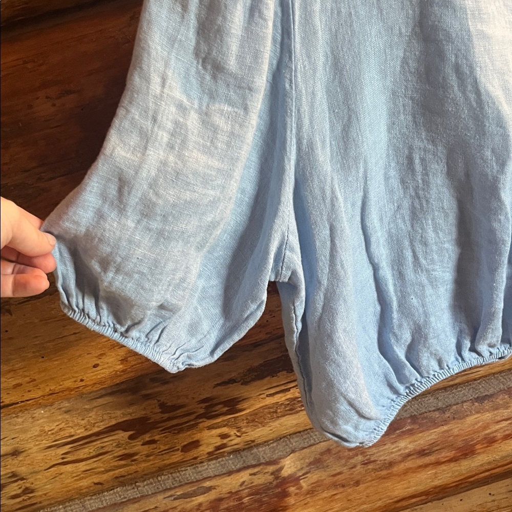 Elegant Light Blue Puff Sleeve Blouse - Picture 3 of 4